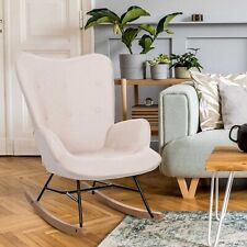 moderner Schaukelstuhl Stoffbezug creme Relaxsessel Schaukelsessel design NEU