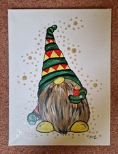 IPonArt Acrylbild, handgemalt, Unikat, 30x40 cm, Keilrahmen. Wichtel mit Kerze.