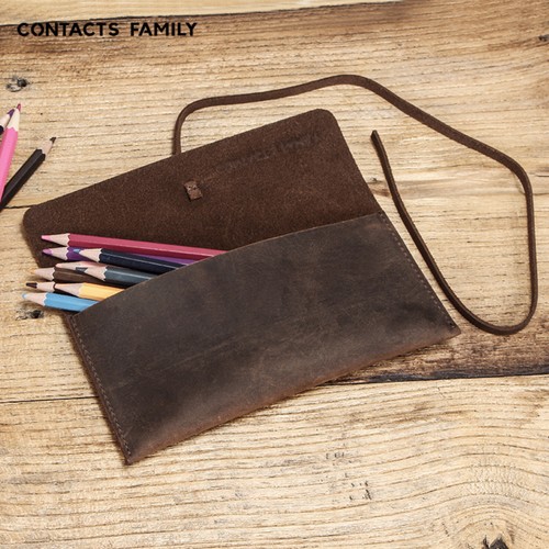 Vintage leder stifteetui - vintage,