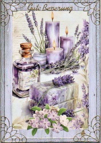 Passepartoutkarte lavendel - 3d,