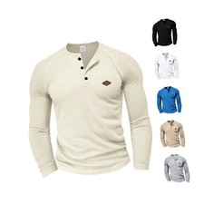 Herren Henley Shirt Langarm