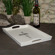 Tablett mit Schriftzug