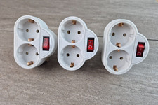 3 x Schuko Doppelstecker mit Schalter 2 Fach Stecker Mehrfachstecker 3 Stück
