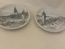 Sammler Teller Klein Untersetzer Hamburg Porzellan Keramik Schwarz Weiß Werbung 