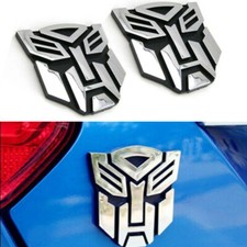 2x Transformers Car Sticker Autobot 3D Chrome Emblem Logo Aufkleber Autobot Auto