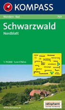 Schwarzwald Nordblatt. Wanderkarte mit Radwegen und touristischen Hinweisen. 1:7