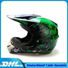 Universal Sturzhelm Motocrosshelm Crosshelm Integralhelm Brille+Handschuhe Grün