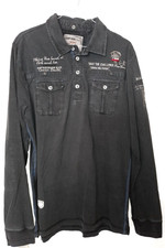 Schönes Langarm Poloshirt CAMP DAVID Gr. L, Baumwolle, schwart, used Look