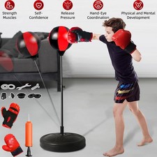 Punchingball Boxen Set Freistehender Boxsack Boxsack mit Ständer Handschuhen