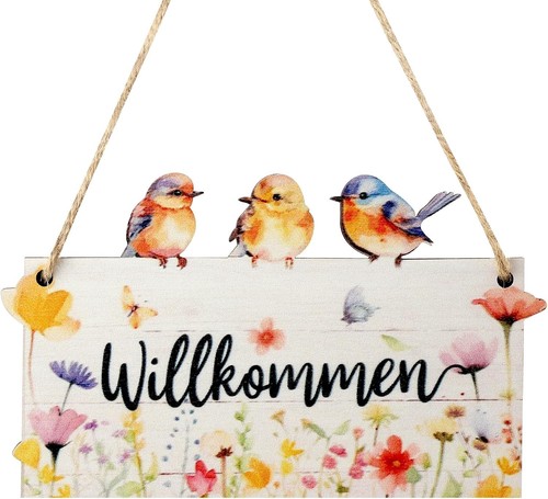 Türschild willkommen holz - türschild,