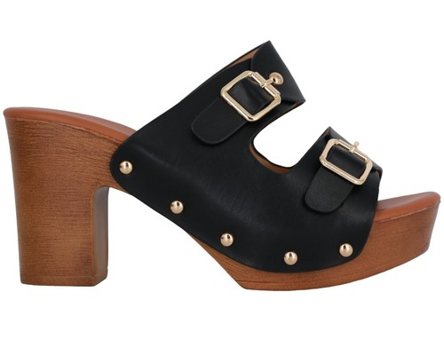 Damen leder clogs mit - damen-leder-clogs, goldenen