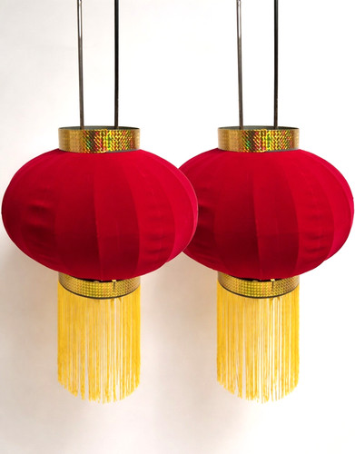 Chinesische stoff lampions - 2×, stoff-lampions