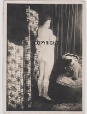 VINTAGE KUNST  AKT FOTO PO  NUDE 1920 PHOTO BIG SIZE  NU CHIEN PELLUCHE PARAVENT