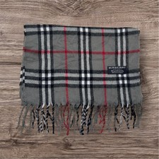 BURBERRY Vintage Schal | Karo-Muster | 100% Lammwolle | Grau
