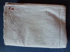 antikes Bettlaken Leinen 203 x 140 cm Maschinengewebt mit Monogramm FR ca. 1910
