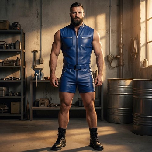 Herren blau leder - herren,
