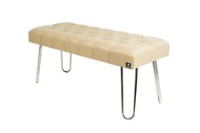 EMRA WOOD LPM-12 Neu OVP Sitzbank Bank Hocker Stahl Kunstleder Beige Gesteppt