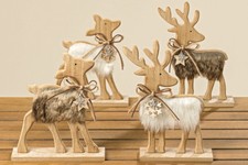 Reh + Hirsch Holz mit Fell 2er-Set 25 cm (1001084) Dekofigur Weihnachtsdeko