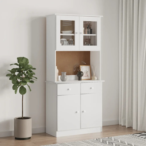 Highboard weiß kiefer massiv - highboard,