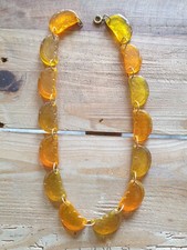 Halskette Schmuck Modeschmuck Damen Vintage Orange Zitrone  | Länge ca.  46 cm