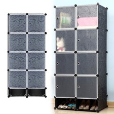 Kleiderschrank Regalsystem Aus PP-Kunststoff Mit Türen, DIY Aufbewahrungsschrank