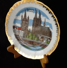 Kleiber Porzellan Handarbeit 22 Karat Goldauflage KÖLN AM RHEIN Wandteller Ø 19