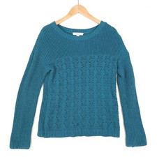 Seasalt Pullover Pulli Damen UK12 blau grün Seevogel Strick Bio Baumwolle
