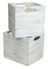 2er set Holzkiste Shabby weiß
