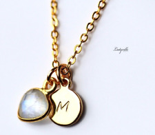 Halskette Geburtsstein Initial Gravur Persönliches Geschenkidee Frauen Mutter