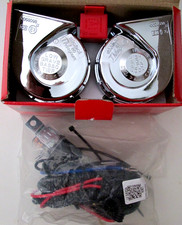 Doppel Horn Hupe Magnum Chrom PKW JEEP LKW  bis 139 dB von Stebel mit Kabelbaum