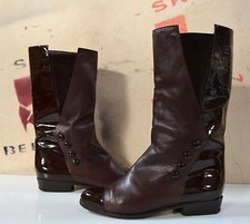 Damen Lack Stiefel Brunella Reiter Stil 90er TRUE VINTAGE Boots laquer brown 