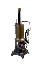 Alte Vertikal Stand Dampfmaschine Lokomobile 32 cm hoch Blechspielzeug Gußsockel