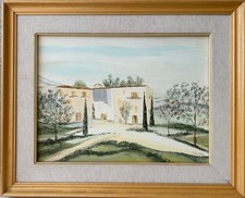 Ölbild Jutta Motzko Landschaft in Italien mit Haus Toskana 42,5 x 52,5 cm