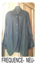 Damenjacke 100 % Leinenjacke Lagenlook Longjacke schwarz ONE SIZE NEU FREQUENCE 