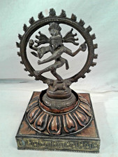 Nataraja,Shiva tanzt a.Apasmara,kl.alte Bronze Statuette lose a.Lotussockel,H14