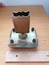 Alter Streichholzschachtelhalter..grüner onyx und Messing../ Russland