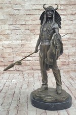 Indianer Krieger Chief Bronze Büste Skulptur Statue Figur