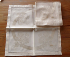 4 wunderschöne alte Mako Damast Servietten 20er30er Jahre Hohlsaum Monogramm MK