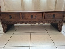 Antike Chinesische Holzbank Mit Schubladen