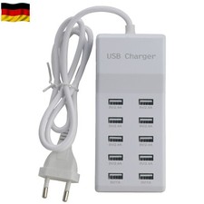 10 Fach USB Schnellladestation Hub Mehrfach Multi USB Port Ladegerät Adapter ,DE