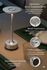 LED Tischlampe Akku Silbergrau