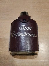  Travel Companion Flachmann mit Lederetui Vintage Taschenflasche Glas 0,35L