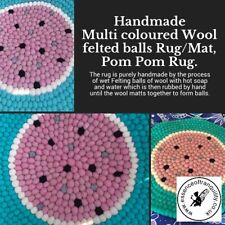 handgeknüpfter Teppich Wolle/Bommelteppich/Filzknäuelteppich