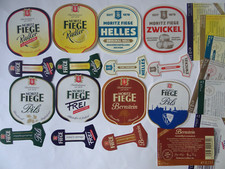 8 Bier-Etiketten 0,33 L,- Brauerei Moritz Fiege GmbH, Bochum, NRW- VfL Bochum