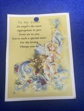 Vintage Carded Pin Anstecker Guardian Cherub Angel To My Sister