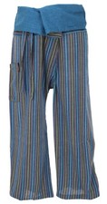 Thai Fischerhose aus gestreift gewebter, feiner Baumwolle, Wickelhose, Yogahose