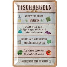 Retro Blechschild TISCHREGELN