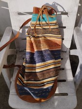 True Vintage Hippie Boho Seesack handgewebt mit Kamelleder aus Afghanistan