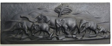 Elefanten Herde Reliefbild schwarz indische afrikanische Elis Relief-Kunst
