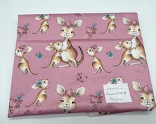 1 M Bio Baumwollstoff Känguru Mama und Kind Pink Stoffrest Reststück  Stoff